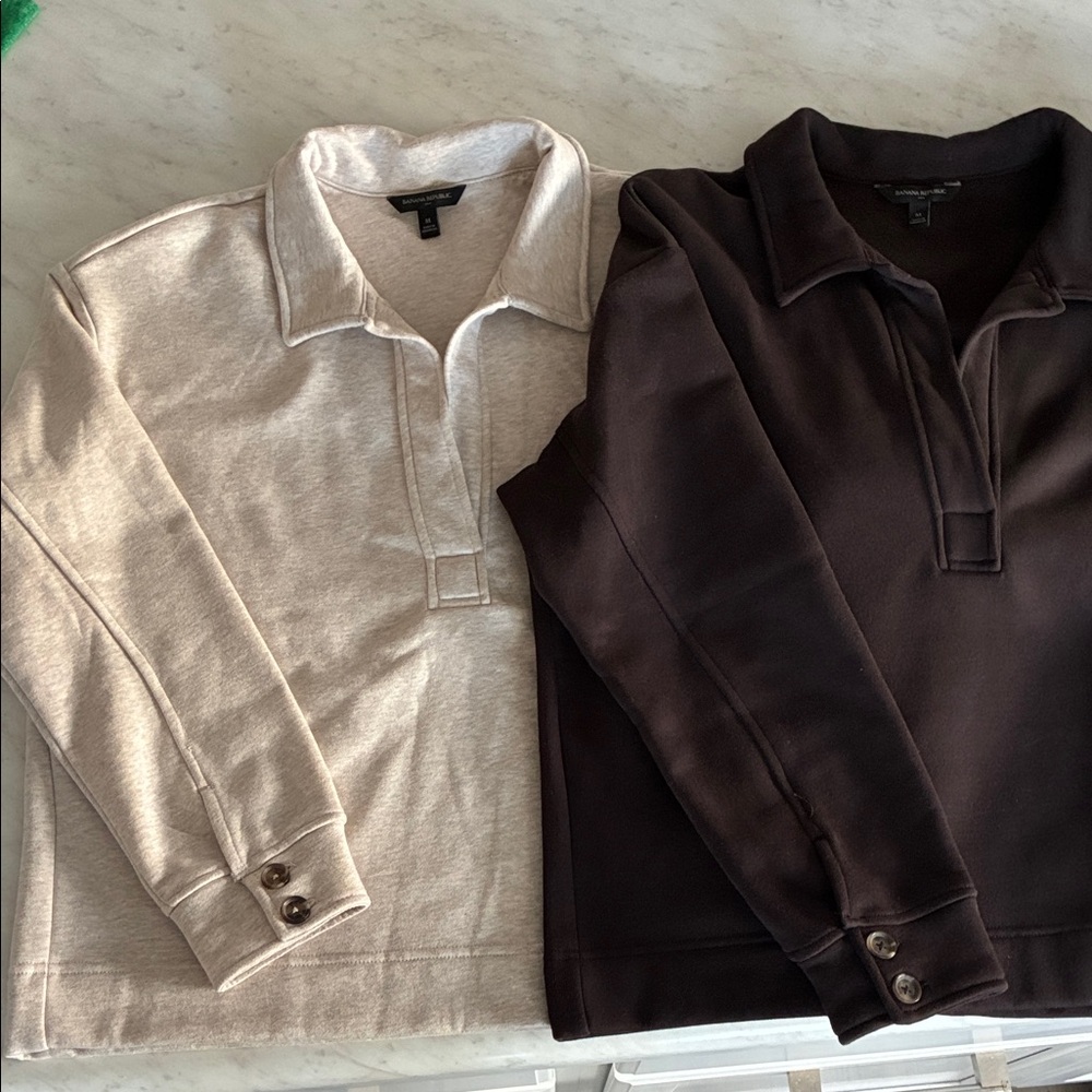 Banana Republic Oversize Sweatshirts - Cream and Chocolate Brown M